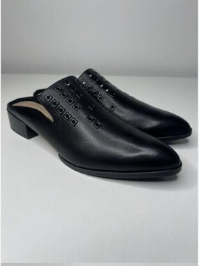 Donald J. Pliner Black Leather Slip-On Mules